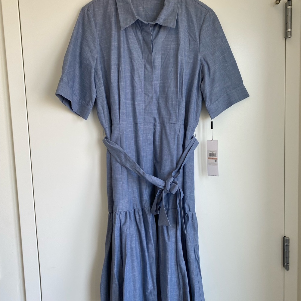 NEW Calvin Klein Tiered Belted Dress - Picture 2 of 7